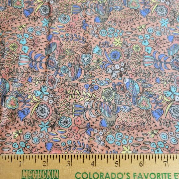 Joann Exclusive Bird Floral Flannel Fabric 44x32" Peach Nature Boho Print - Picture 7 of 13